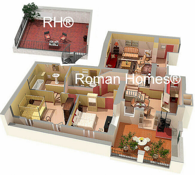 Rome Domes apartment 3 D floor plan